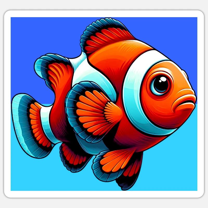 Clownfisch - Sticker Größe S (10 x 10 cm) - Mattweiß