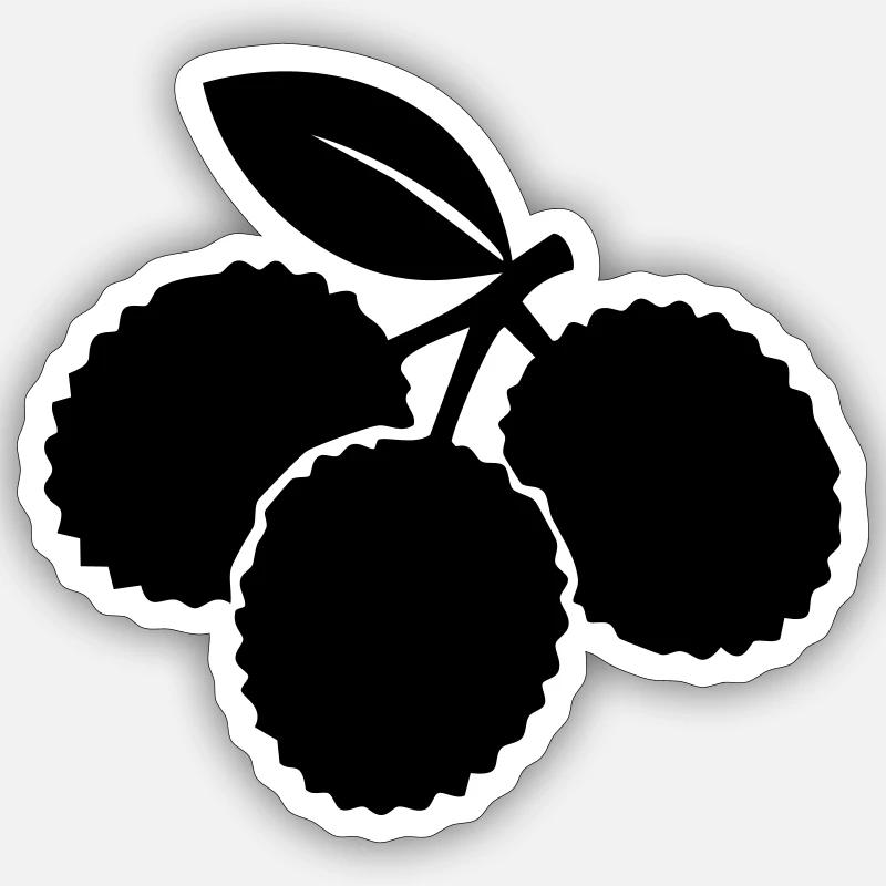 Litschi-Silhouette – Exotisches Obstdesign - Sticker Größe S (10 x 10 cm) - Mattweiß