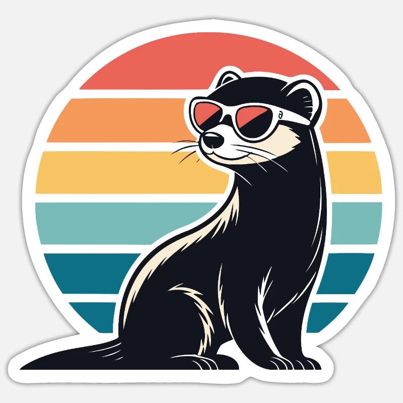 Furet rétro au soleil - Sticker taille S (10 x 10 cm) - blanc mat