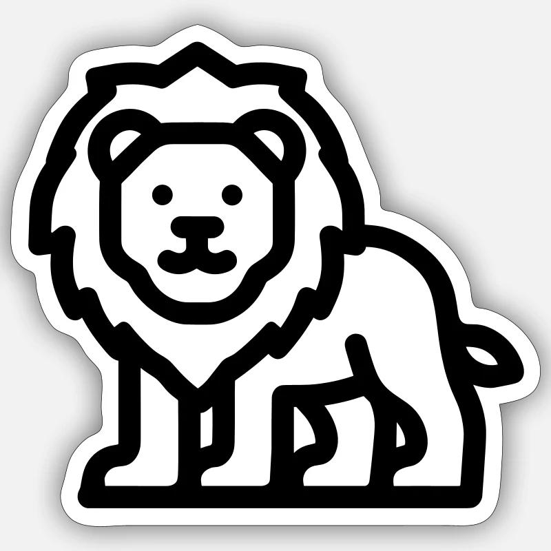 lion - Sticker taille S (10 x 10 cm) - blanc mat