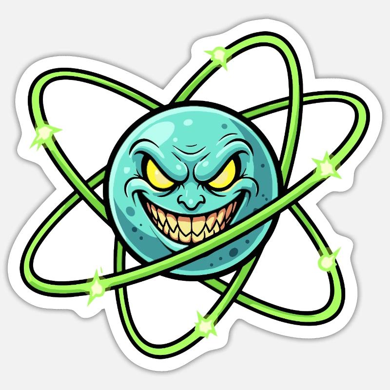 Grimmiger Mond mit Atomring Sticker Größe S (10 x 10 cm)