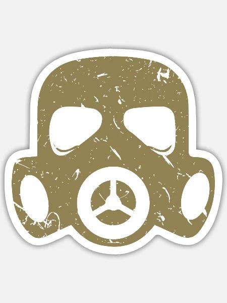 Grunge Gasmaske Nuklear Radioaktiv Feinstaub - Sticker Größe S (10 x 10 cm) - Mattweiß