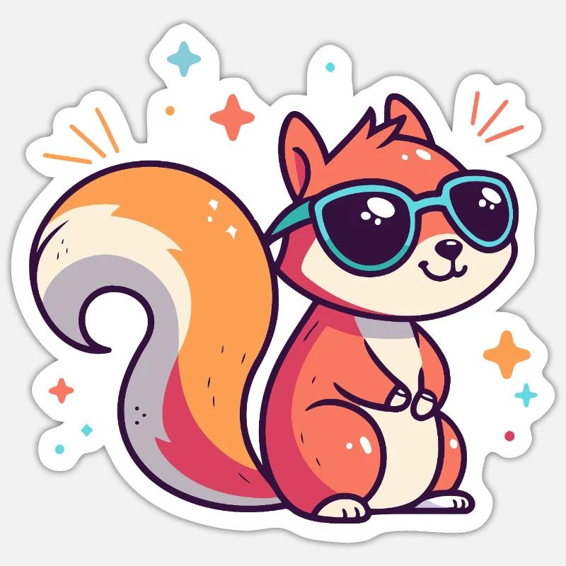 Écureuil chic lunettes soleil - Sticker taille S (10 x 10 cm) - blanc mat