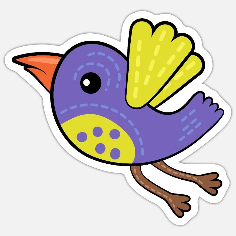 Petit Oiseau Pourpre - Sticker taille S (10 x 10 cm) - blanc mat