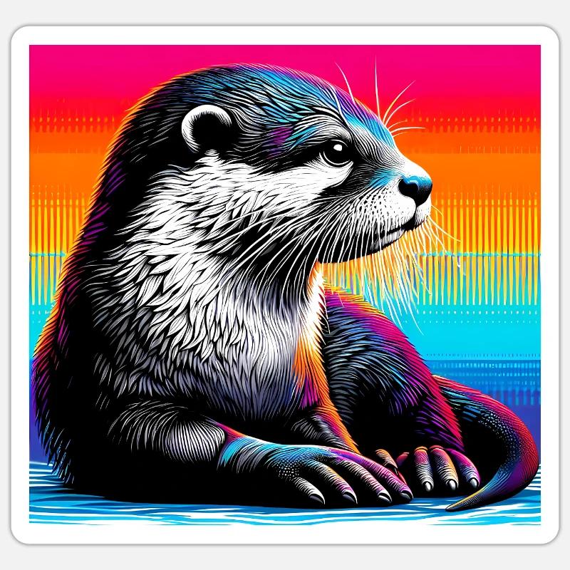 Otter - Sticker Größe S (10 x 10 cm) - Mattweiß