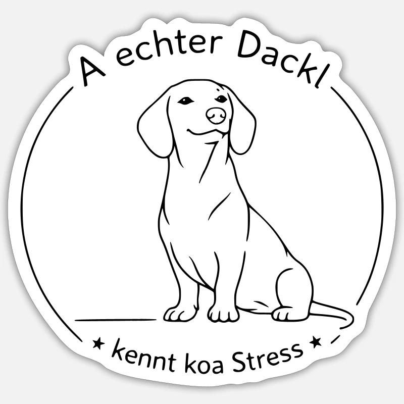 dackel kennt koa stress - Sticker Größe S (10 x 10 cm) - Mattweiß