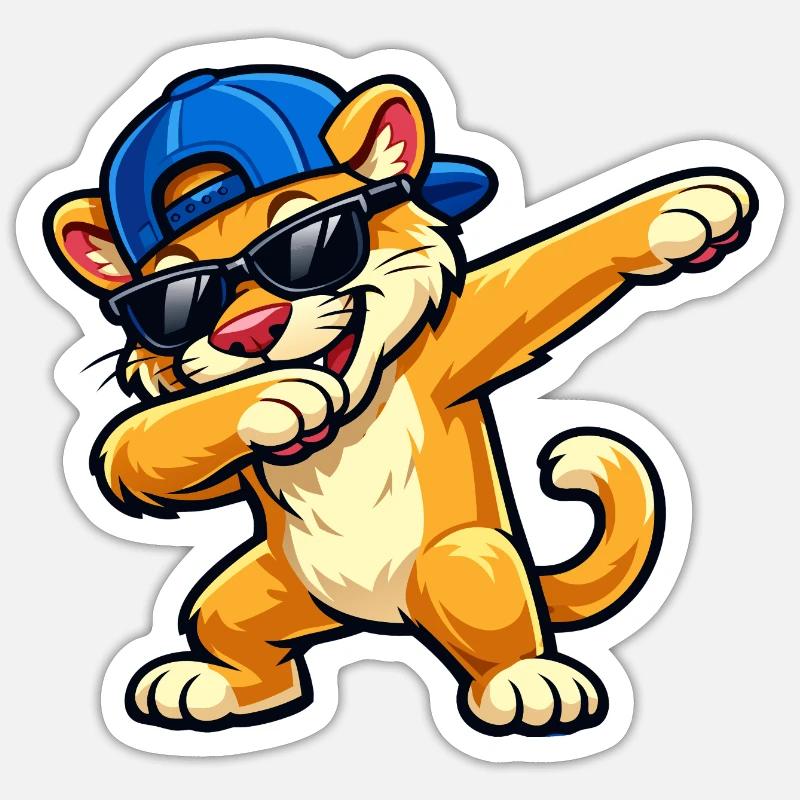 Dabbing Cougar - Sticker Größe S (10 x 10 cm) - Mattweiß