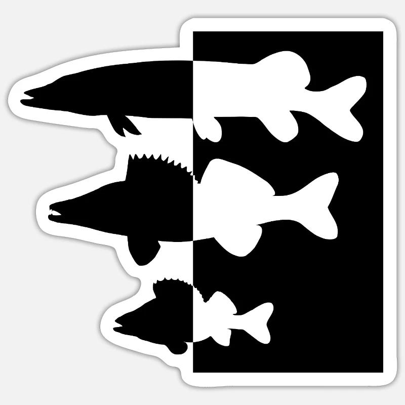 Hecht-Zander-Barsch - Sticker Größe S (10 x 10 cm) - Mattweiß