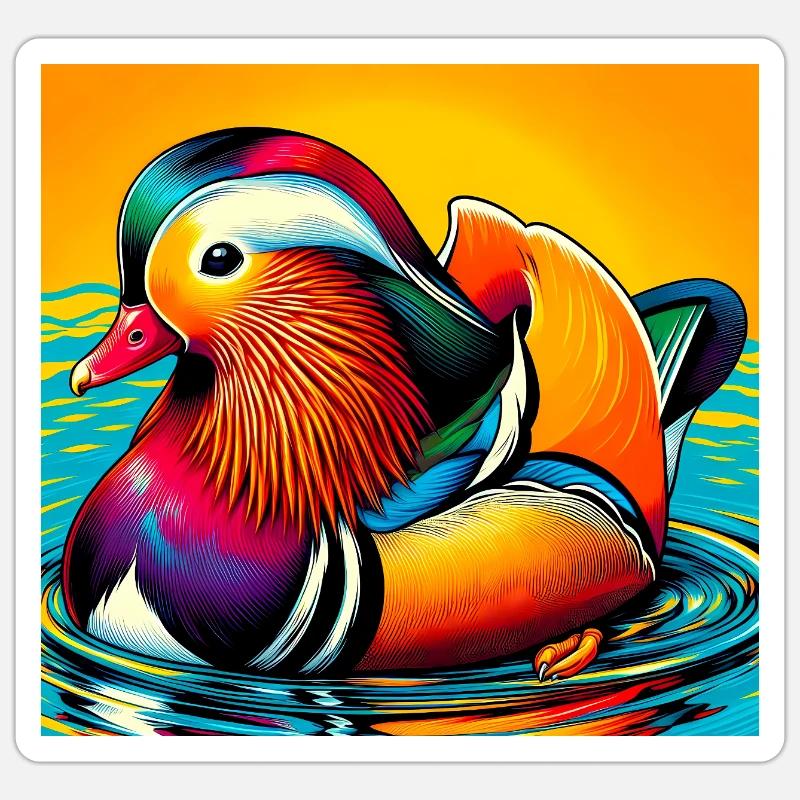 Mandarin duck - Sticker size S (10 x 10 cm) - white matte