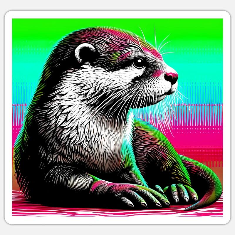 loutre - Sticker taille S (10 x 10 cm) - blanc mat