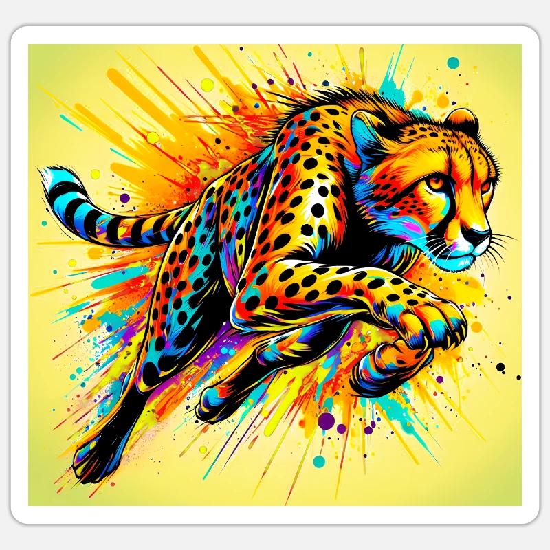 guépard - Sticker taille S (10 x 10 cm) - blanc mat