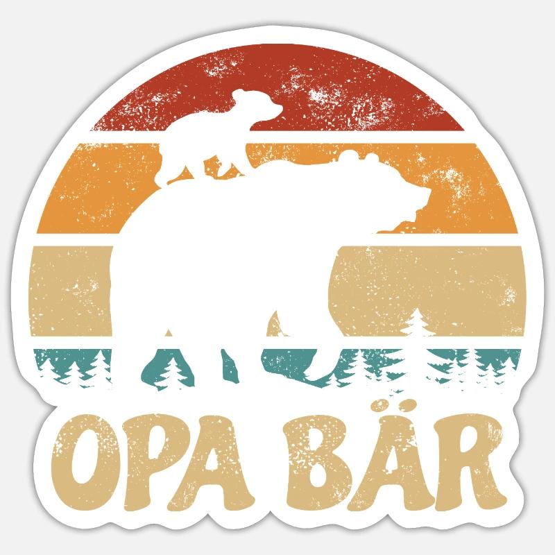 Opa Bär - Muttertag - Vintage Geschenk Sticker Größe S (10 x 10 cm)