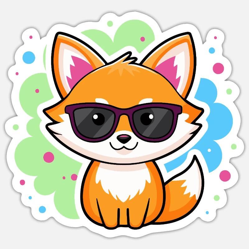 Fuchs-Pop-Brille - Sticker Größe S (10 x 10 cm) - Mattweiß