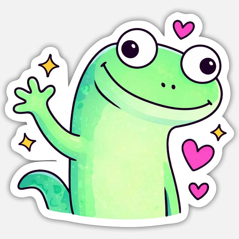 Cute Doodle Chameleon Shirt | Lizard Lizard Lizard Sticker Größe S (10 x 10 cm)