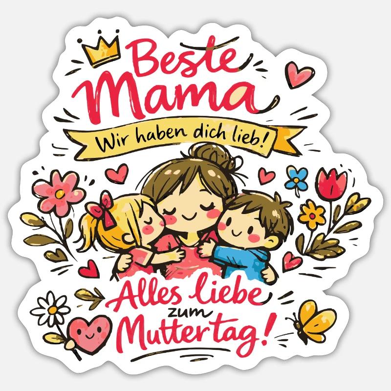  Mama Alles Liebe Muttertag Sticker Größe S (10 x 10 cm)