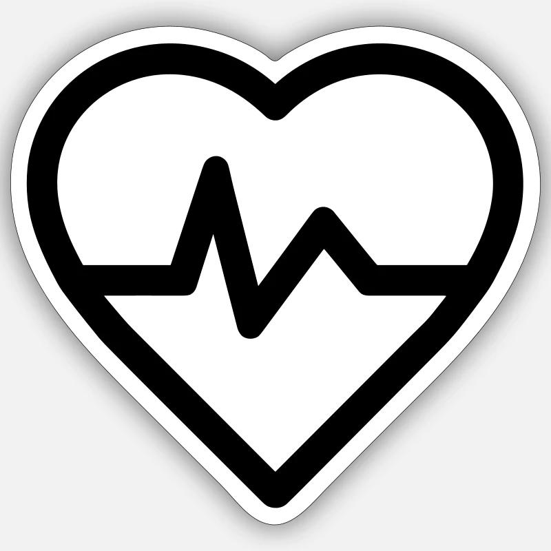 Herzfrequenz - Sticker Größe S (10 x 10 cm) - Mattweiß