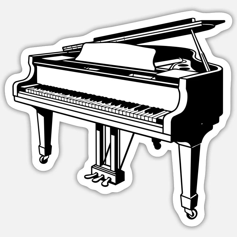 piano à queue piano - Sticker taille S (10 x 10 cm) - blanc mat