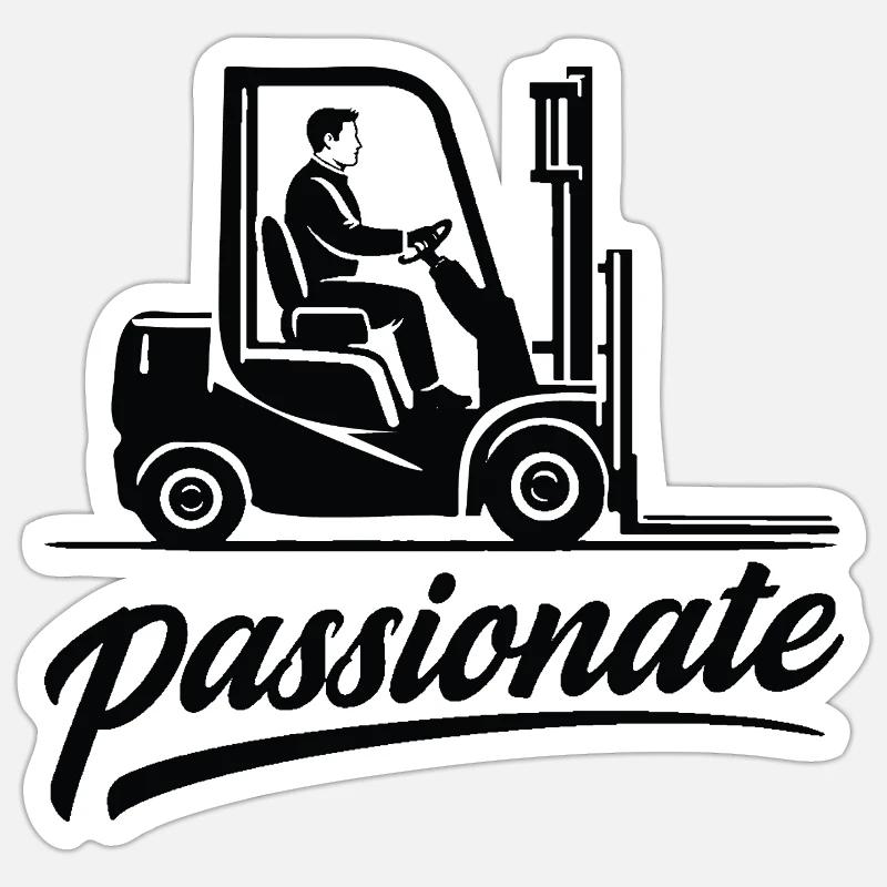 Forklift Driver Passionate Design - Sticker size S (10 x 10 cm) - white matte