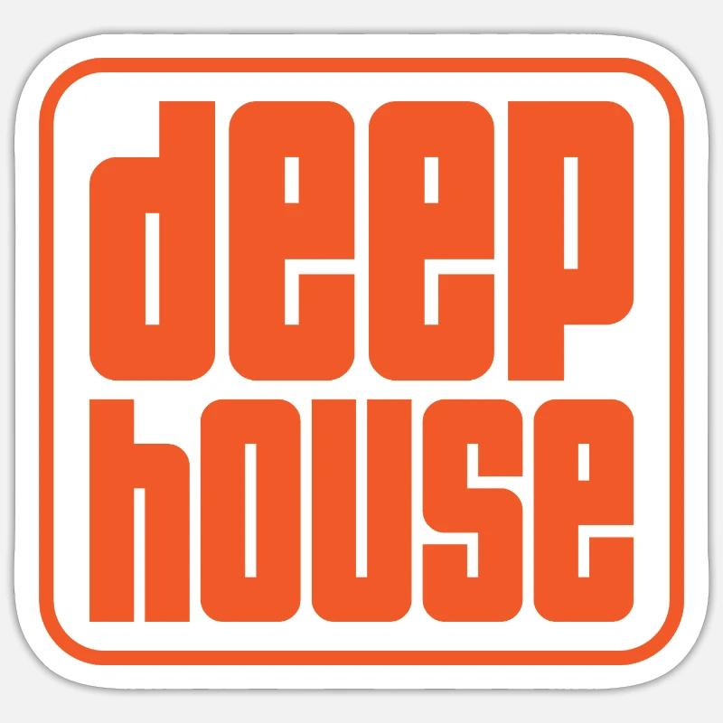 Deep House Retro Bold Logo - Sticker Größe S (10 x 10 cm) - Mattweiß