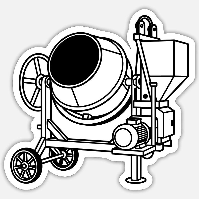 Zementtrommel - Sticker Größe S (10 x 10 cm) - Mattweiß