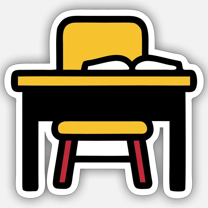 School Desk Table Learning Exams - Sticker size S (10 x 10 cm) - white matte