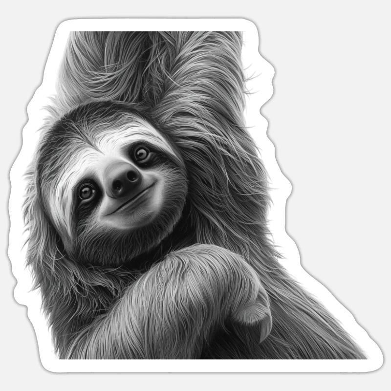 Heureuse Gris Paresseuse - Sticker taille S (10 x 10 cm) - blanc mat