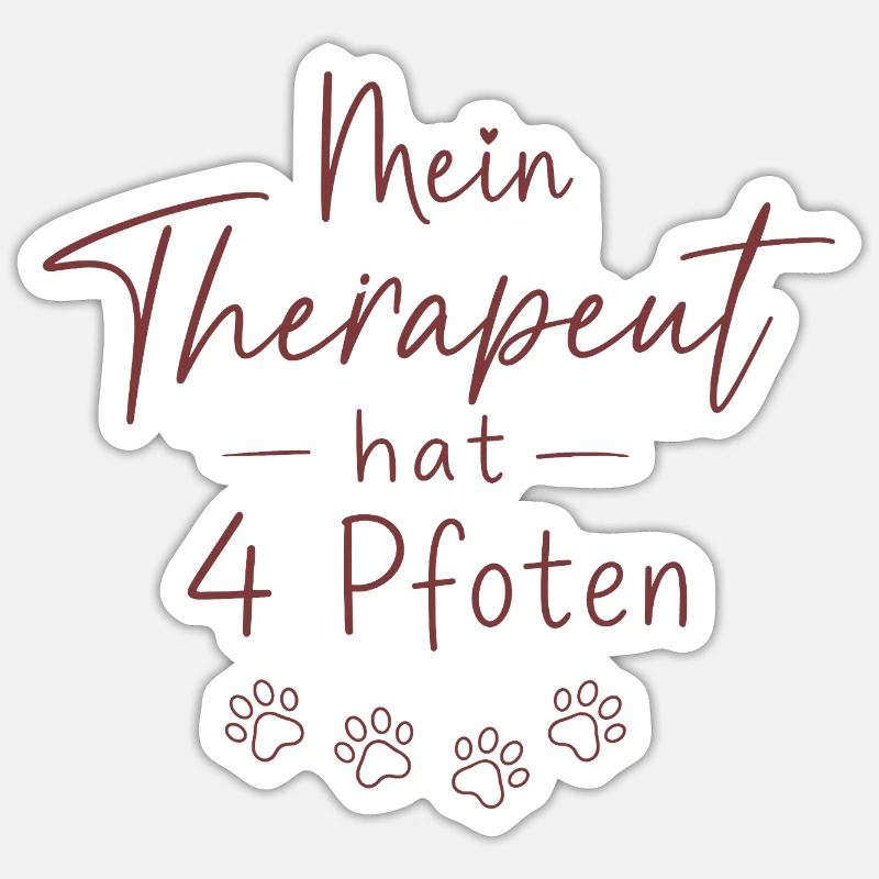My therapist has four paws - Sticker size S (10 x 10 cm) - white matte