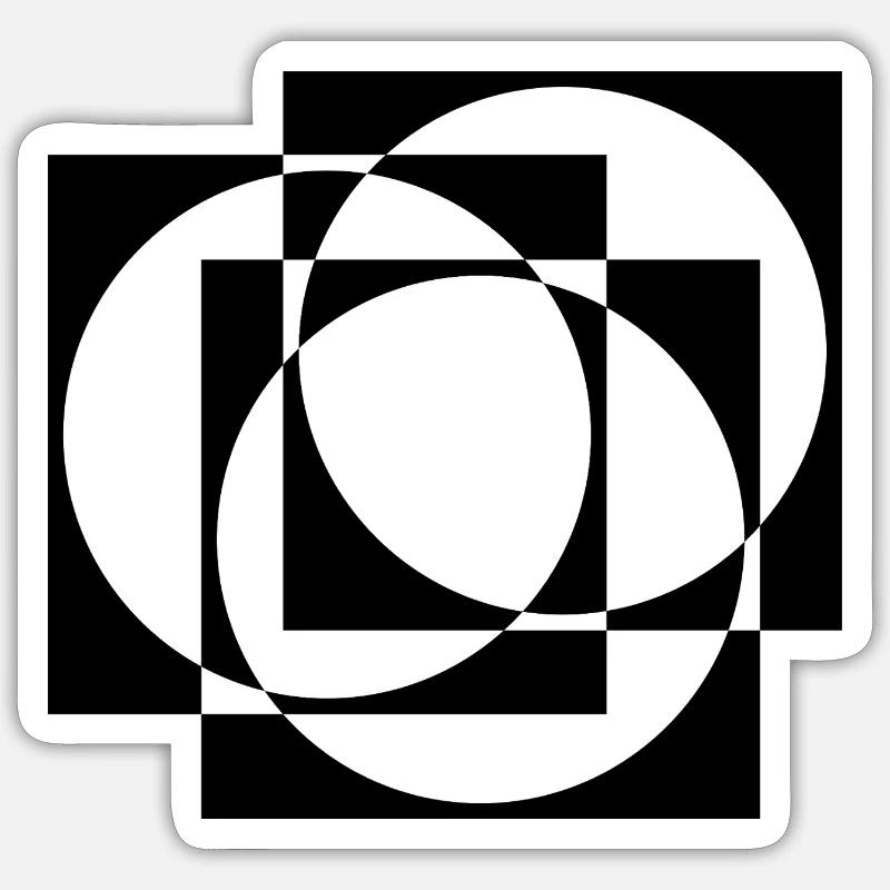 geometric circles and squares pattern - Sticker size S (10 x 10 cm) - white matte