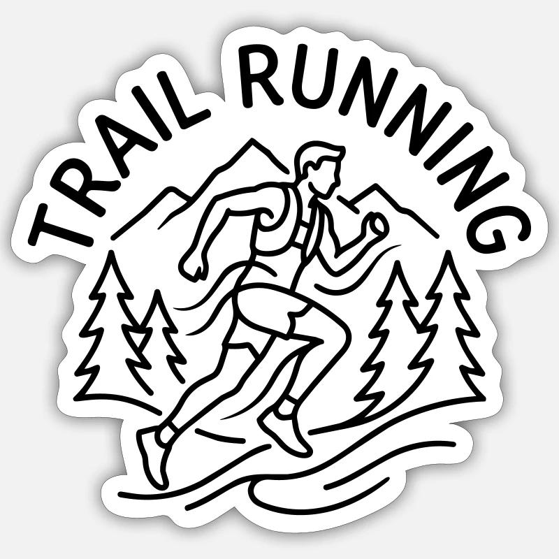 Course sur sentier - Sticker taille S (10 x 10 cm) - blanc mat
