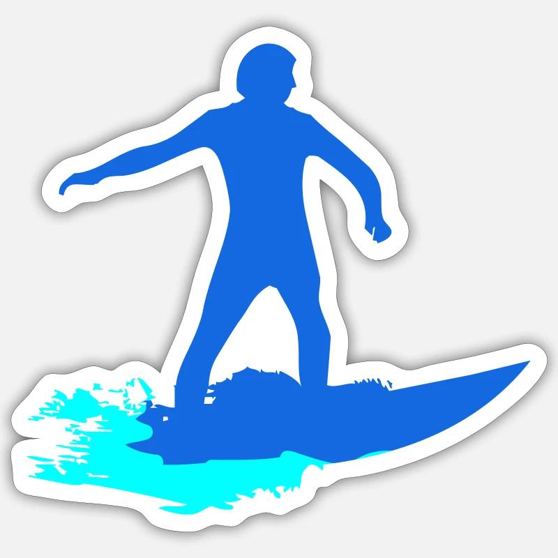 Surfer silhouette on wave - Sticker size S (10 x 10 cm) - white matte