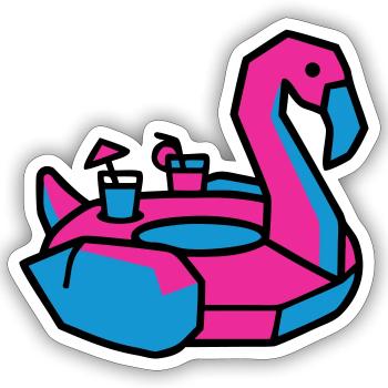 Flamingo Schwimmtier Pool Party - Sticker Größe S (10 x 10 cm) - Mattweiß - Vorne