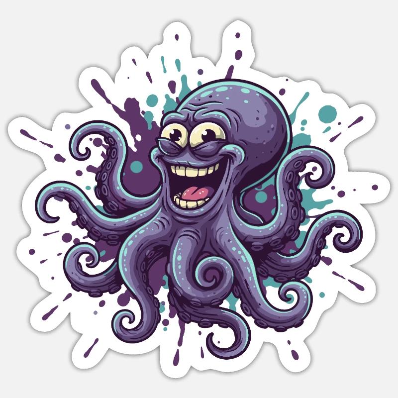Happy Ink Octopus Graffiti - Sticker size S (10 x 10 cm) - white matte