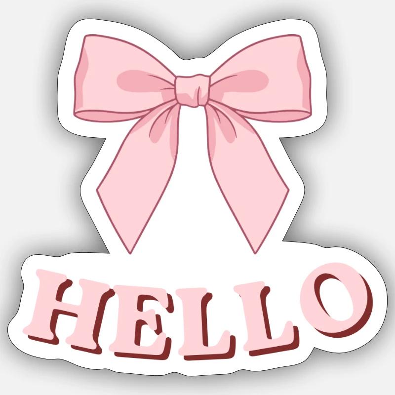 Bonjour rose avec ruban - Sticker taille S (10 x 10 cm) - blanc mat