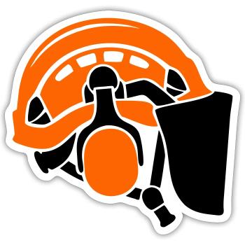 Forestry helmet, tree care, forest workers, lumberjacks - Sticker size S (10 x 10 cm) - white matte - Front
