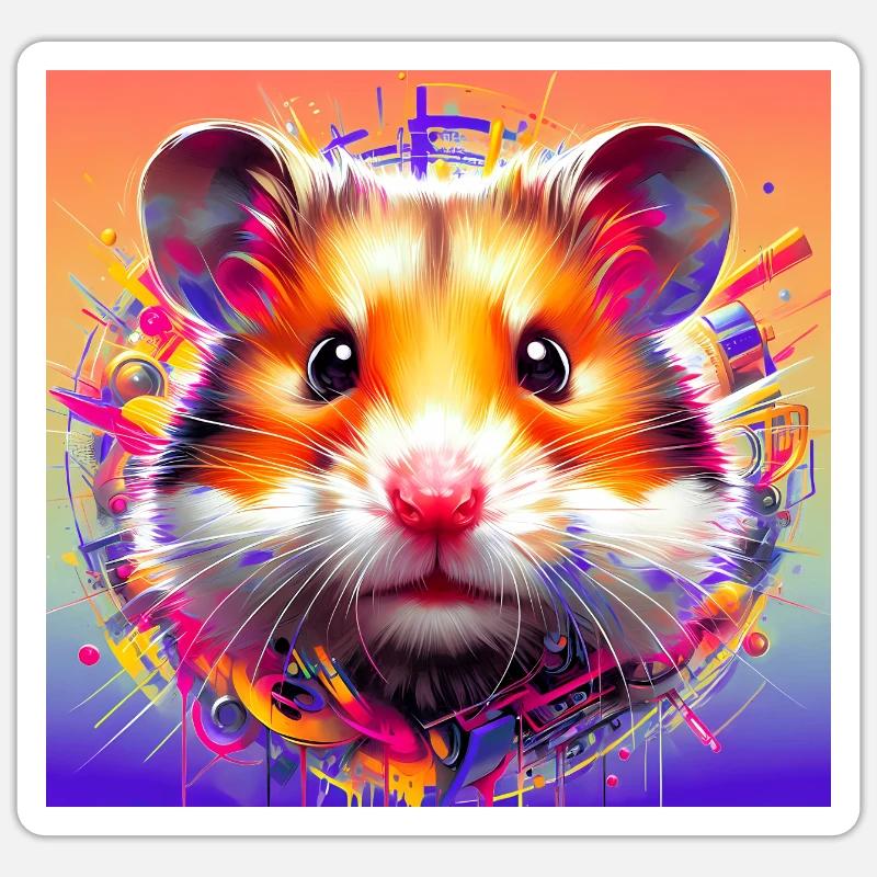 hamster - Sticker taille S (10 x 10 cm) - blanc mat
