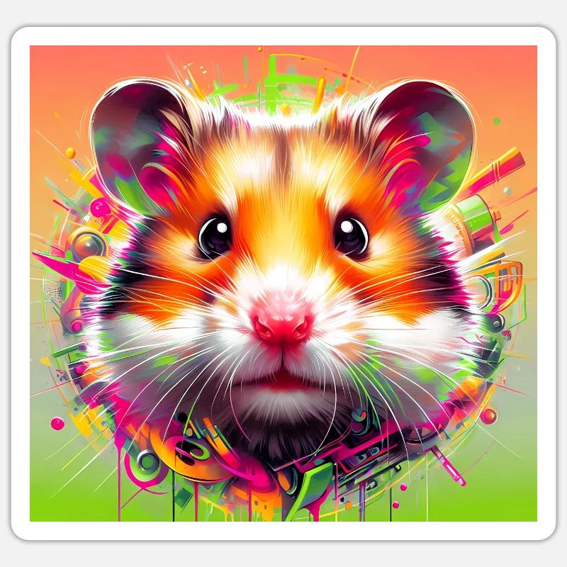 hamster - Sticker taille S (10 x 10 cm) - blanc mat