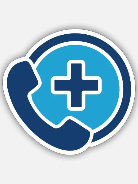 Medizinische Support-Hotline-Ikone Gesundheitstelefon-Vektor - Sticker Größe S (10 x 10 cm) - Mattweiß