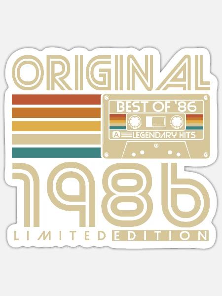 Original 1986 Jahrgang Vintage Geburtstag Retro - Sticker Größe S (10 x 10 cm) - Mattweiß