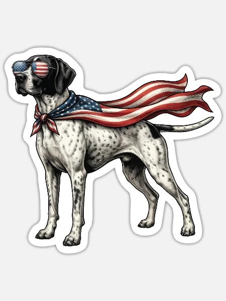 Patriotischer englischer Pointer – Pointer Papa Vogelhund - Sticker Größe S (10 x 10 cm) - Mattweiß