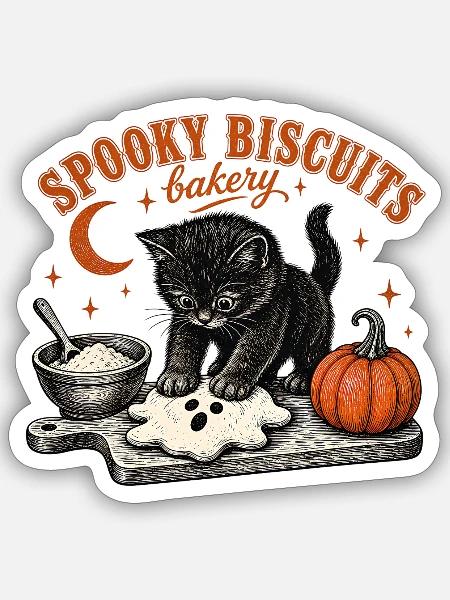 Halloween Katze - Sticker Größe S (10 x 10 cm) - Mattweiß