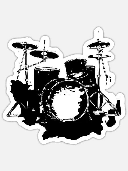 Schlagzeug Grafik - Sticker Größe S (10 x 10 cm) - Mattweiß
