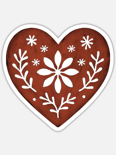 Skandinavisches Herz – Nordic Folk - Sticker Größe S (10 x 10 cm) - Mattweiß