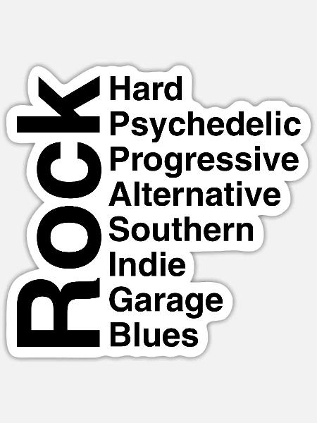 Rockmusikstile - Sticker Größe S (10 x 10 cm) - Mattweiß
