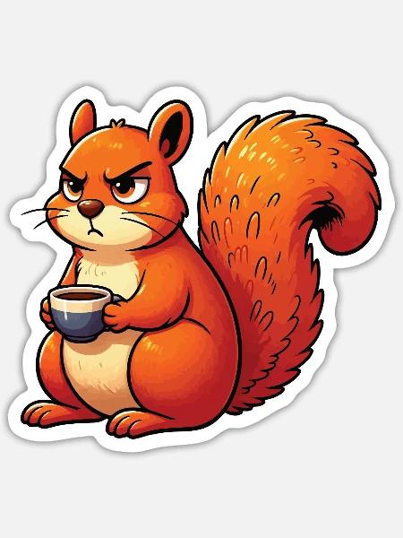 Eichhörnchen Eichhorn Eichhörnchenliebhaber Nager - Sticker Größe S (10 x 10 cm) - Mattweiß