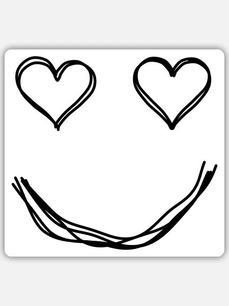 Gesicht mit Herzaugen handgezeichnet - Sticker Größe S (10 x 10 cm) - Mattweiß
