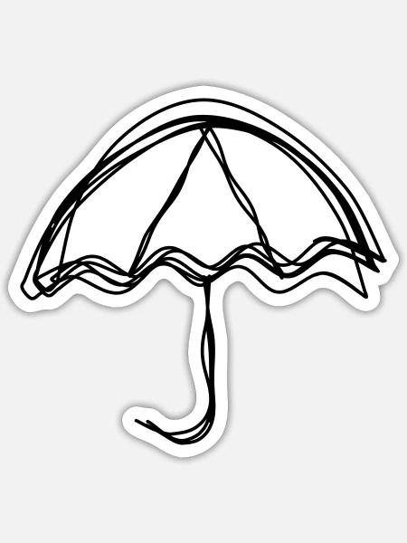 Regenschirm handgezeichnet - Sticker Größe S (10 x 10 cm) - Mattweiß