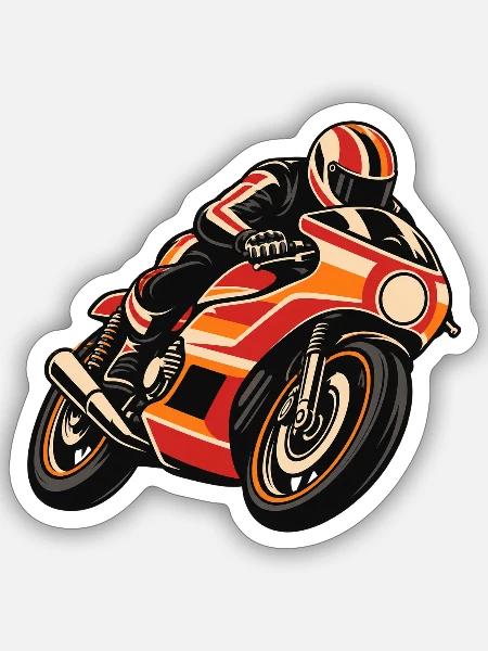 Retro Racer Bike - Sticker Größe S (10 x 10 cm) - Mattweiß