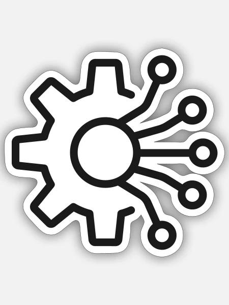 KI-Integration Zahnrad-Symbol - Sticker Größe S (10 x 10 cm) - Mattweiß