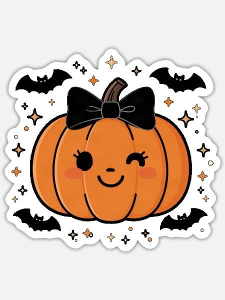 Cute Halloween Pumpkin Y2K Retro - Sticker Größe S (10 x 10 cm) - Mattweiß