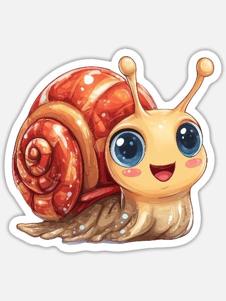 Kuschelschnelle Schnecke - Sticker Größe S (10 x 10 cm) - Mattweiß